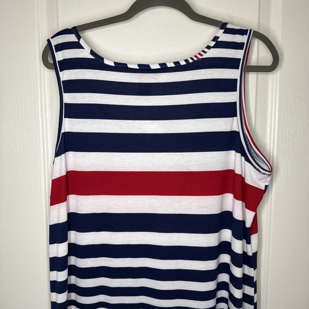 NWT Jennifer Lauren Plus 3X Striped Maxi Dress Navy Red White Sleeveless Tank - Picture 5 of 6
